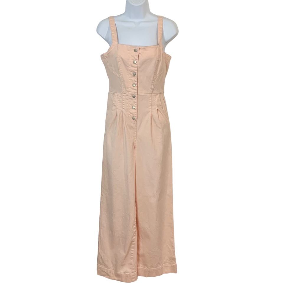 GIANI BINI GB Peach Denim Wide Leg Overalls Sz 1